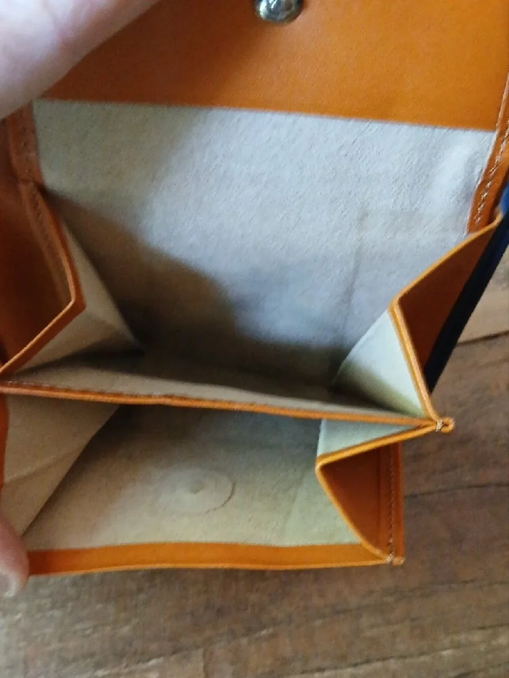 FUJITAKA Blue & Cognac Leather Accessory MULTI-Card Wallet W/ Coinpocket